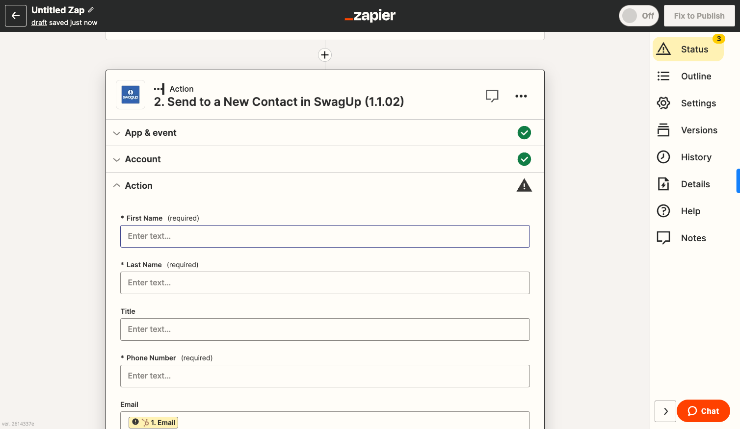 Select contact feilds you'd like to populate from Hubspot.