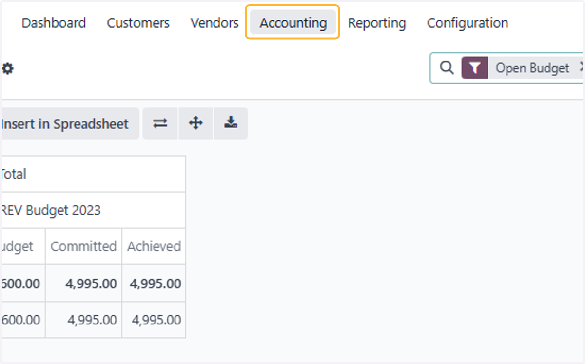 Click on Accounting