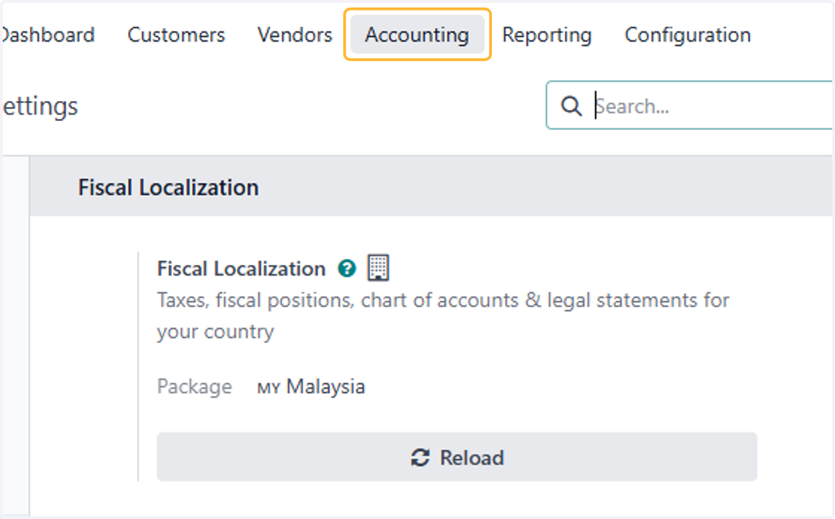 Click on Accounting