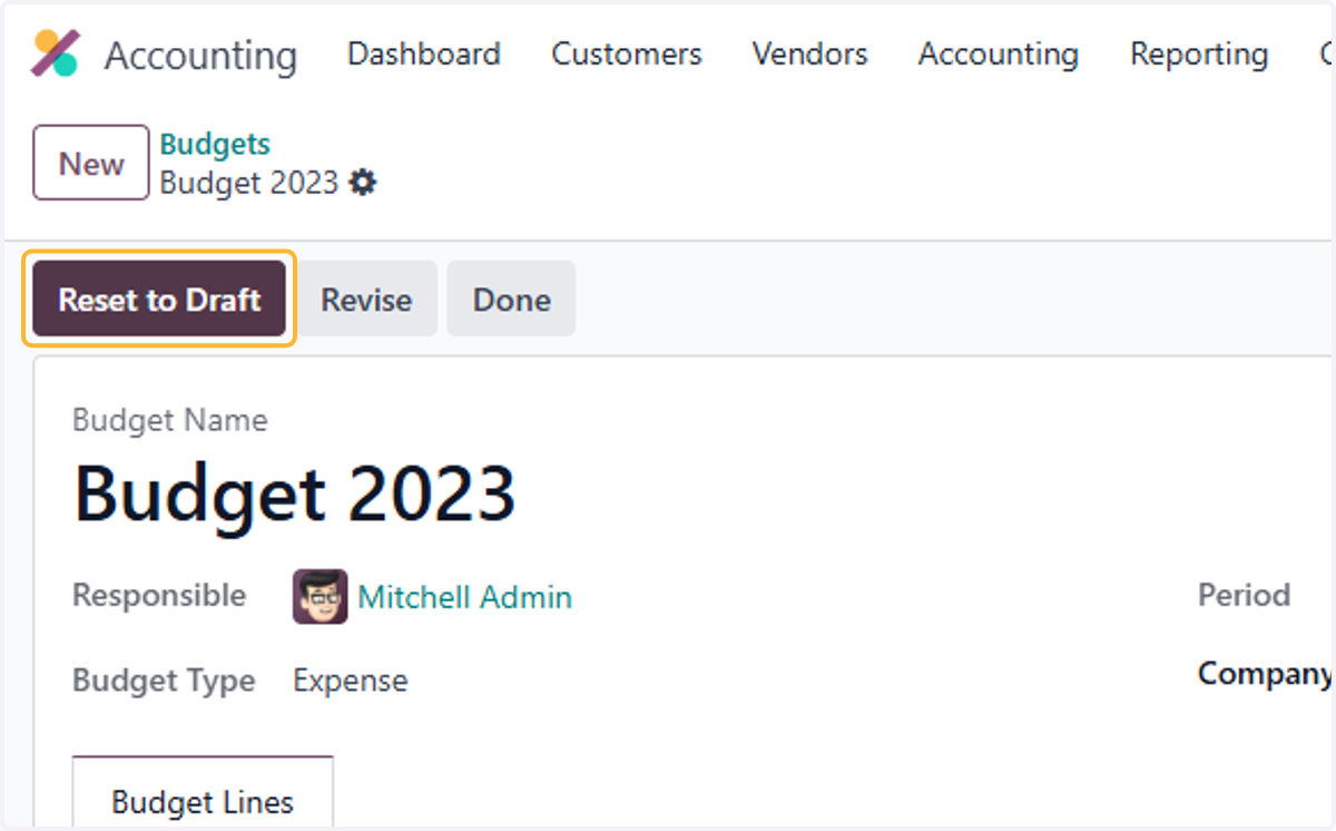 First method. Click on Reset to Draft