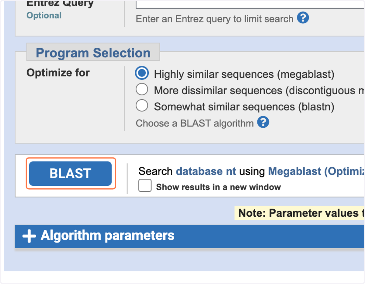Click the blue 'BLAST' button.