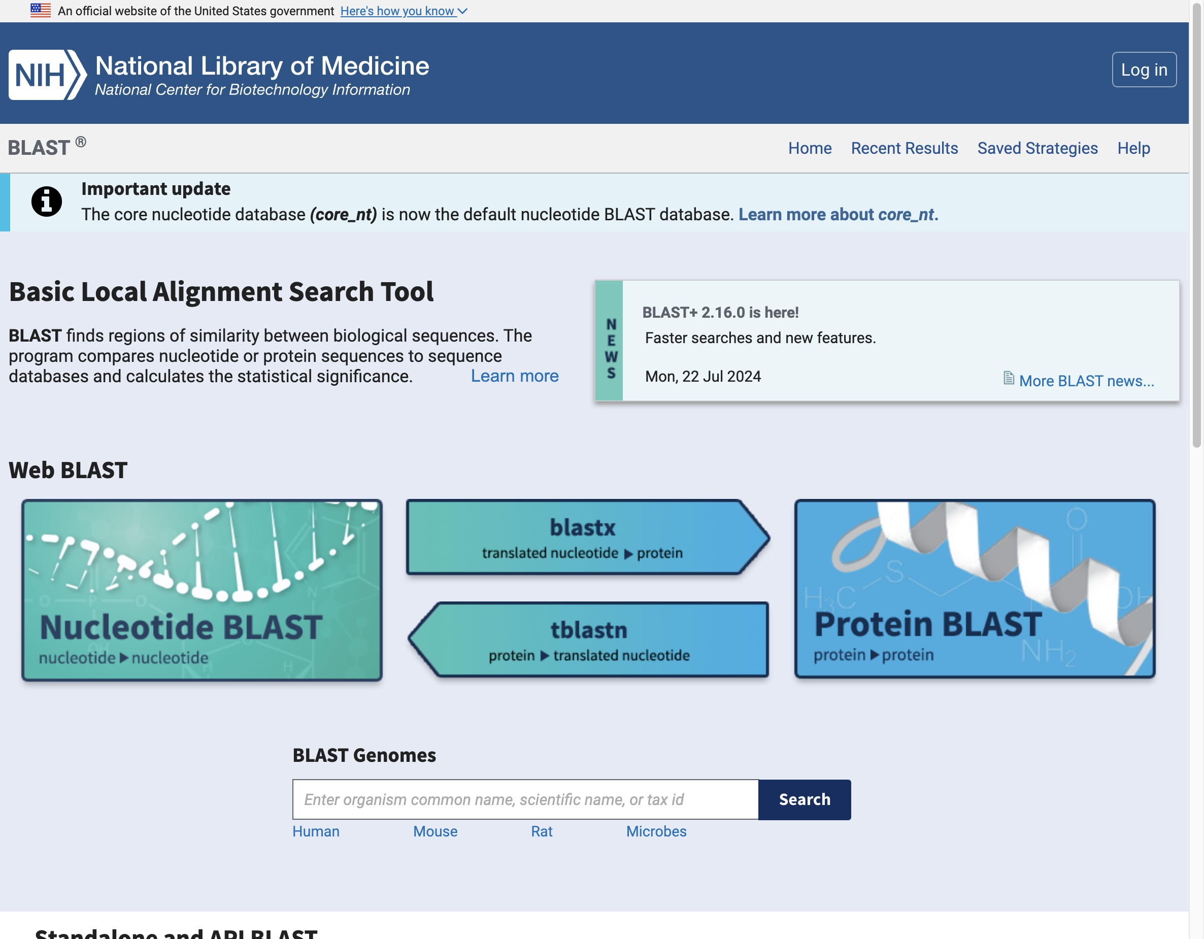 Select Nucleotide BLAST.