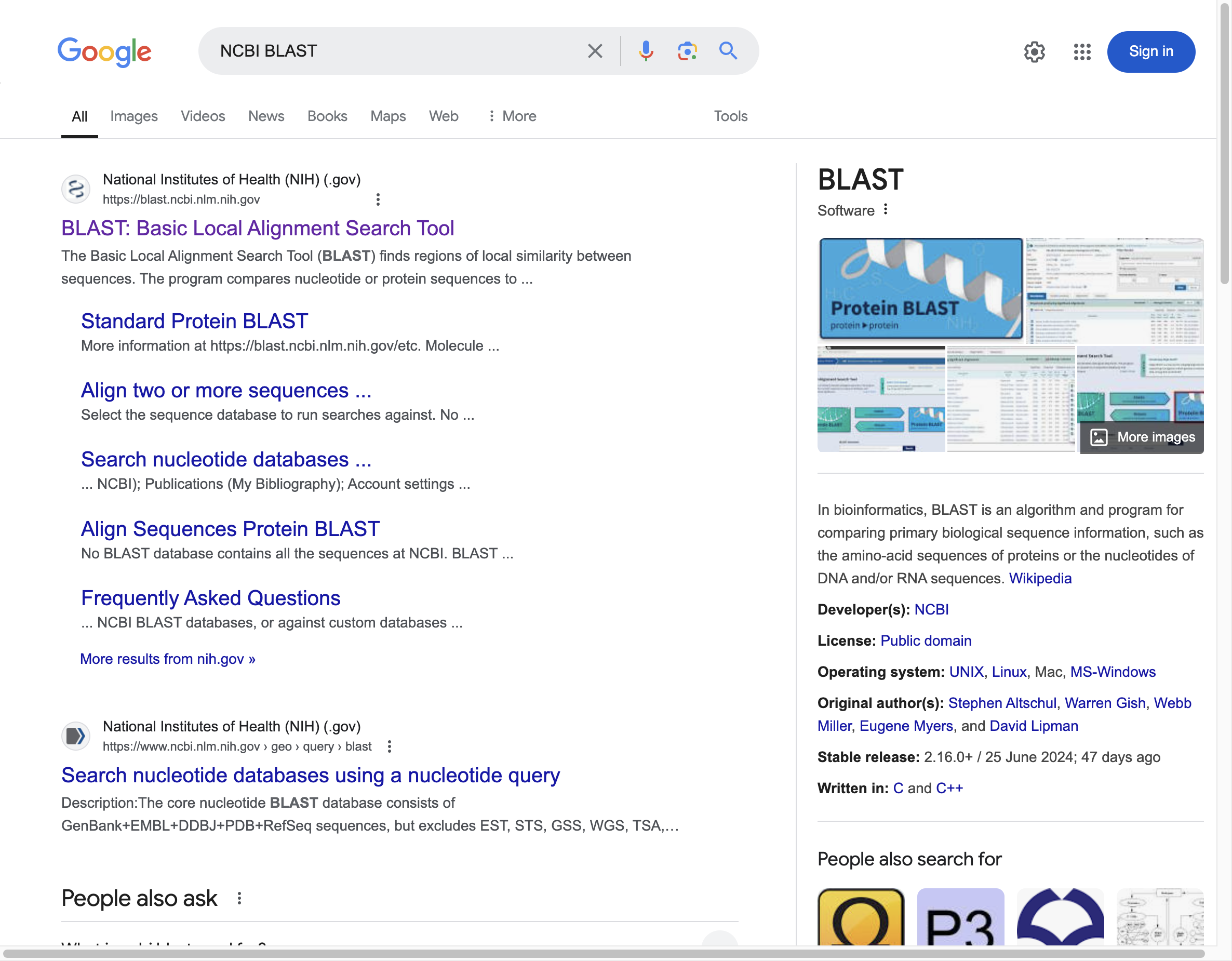 Click on the link for BLAST: Basic Local Alignment Search Tool.