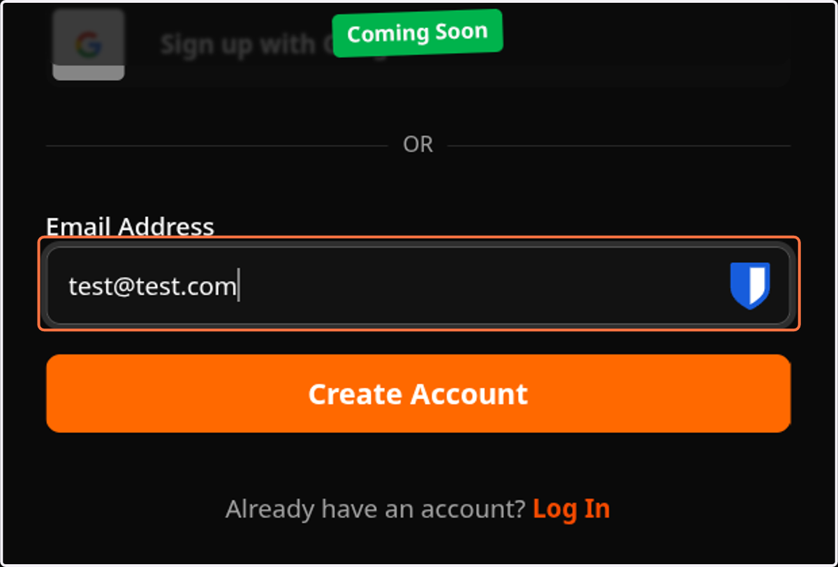 Type "test@test.com"