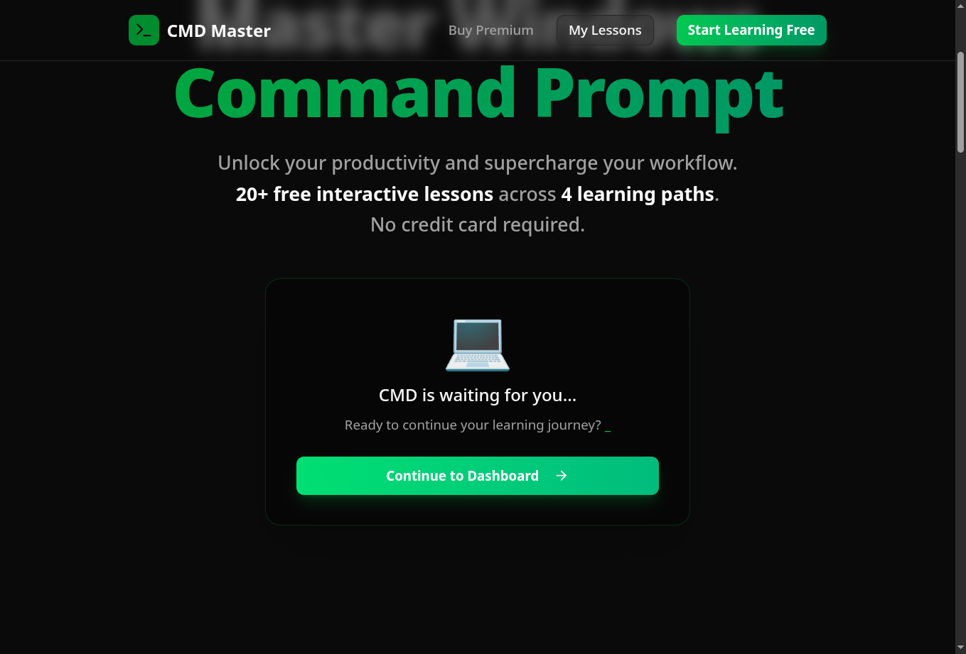 Click on Continue to Dashboard