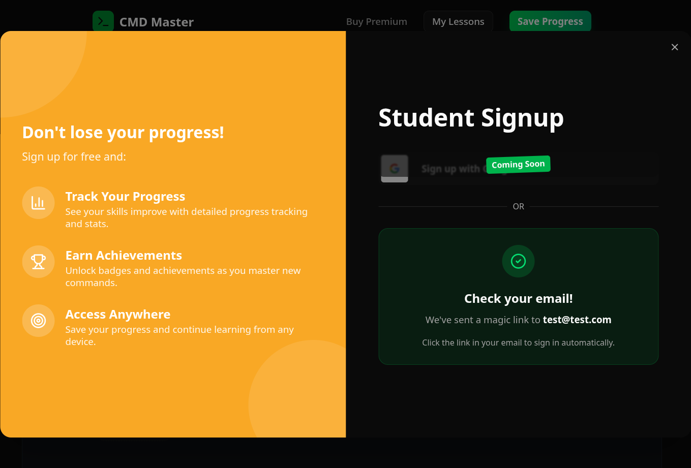 Click on Check your email!…