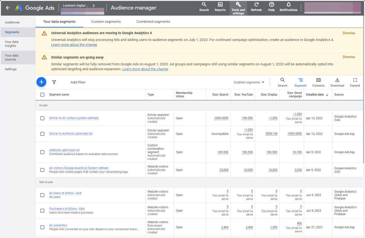 Click on Your data sources
