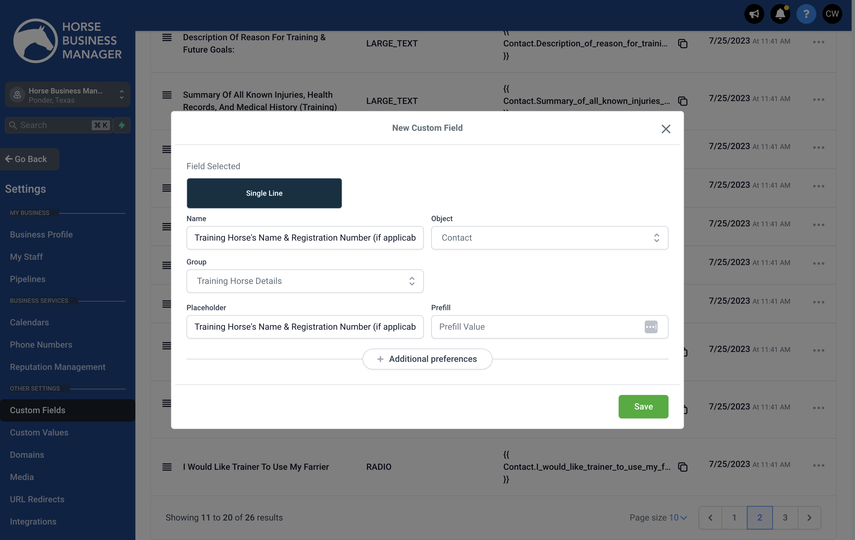 Use the Custom Field Editor box to edit the existing custom field.