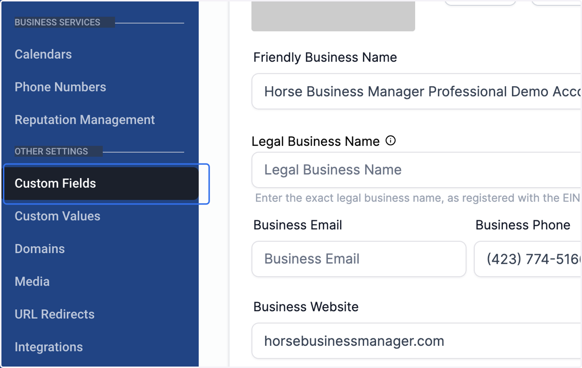 Click on Custom Fields