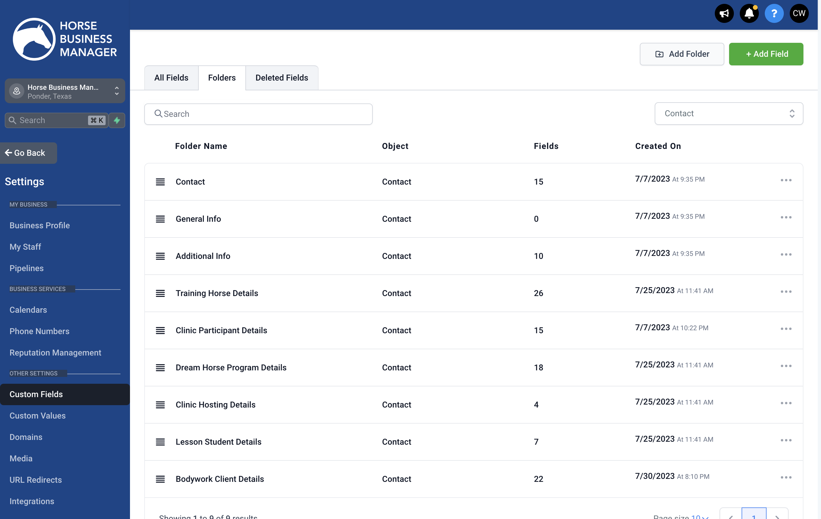 If you want to create a new folder, click Add Folder