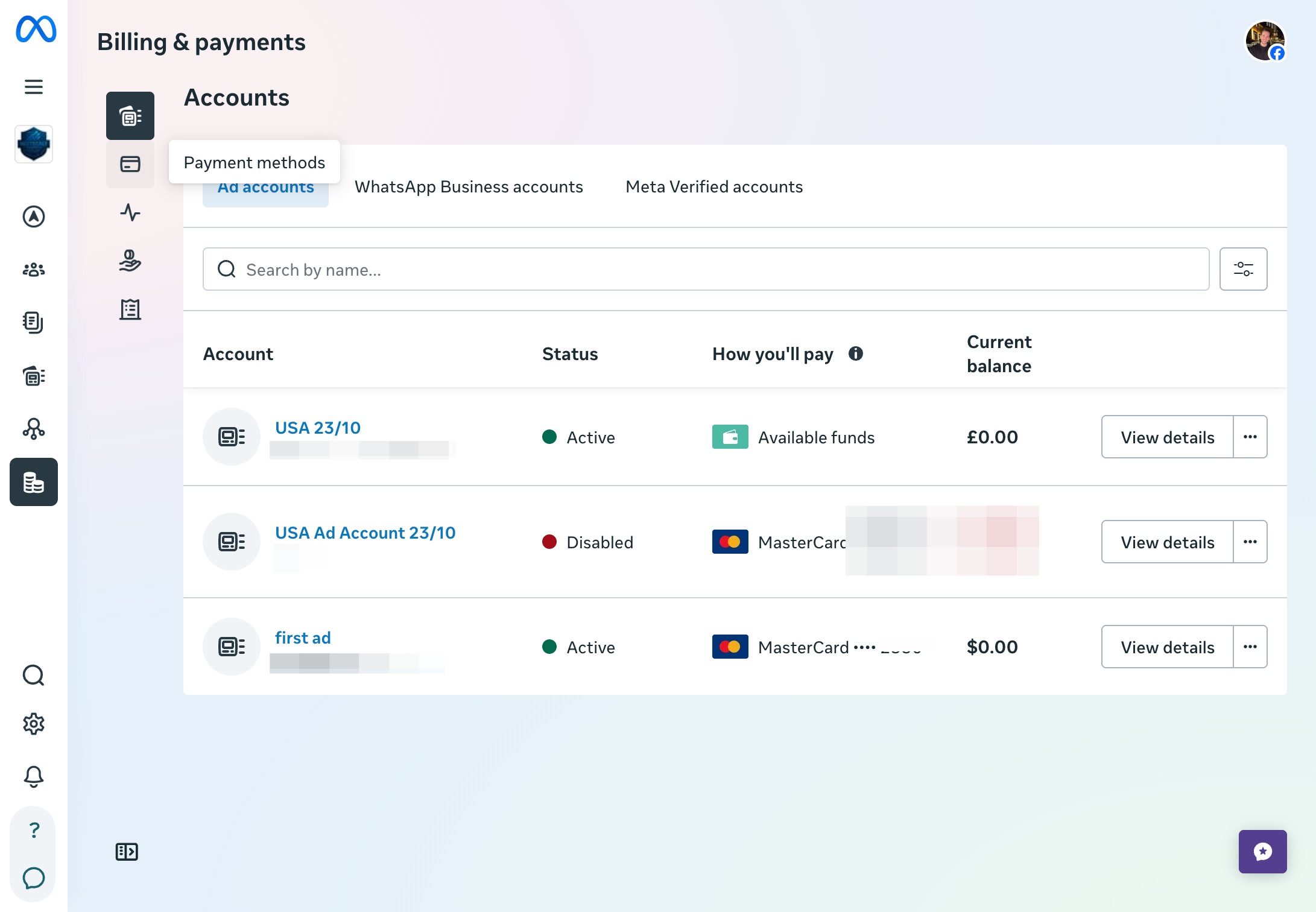 Click on Payment methods