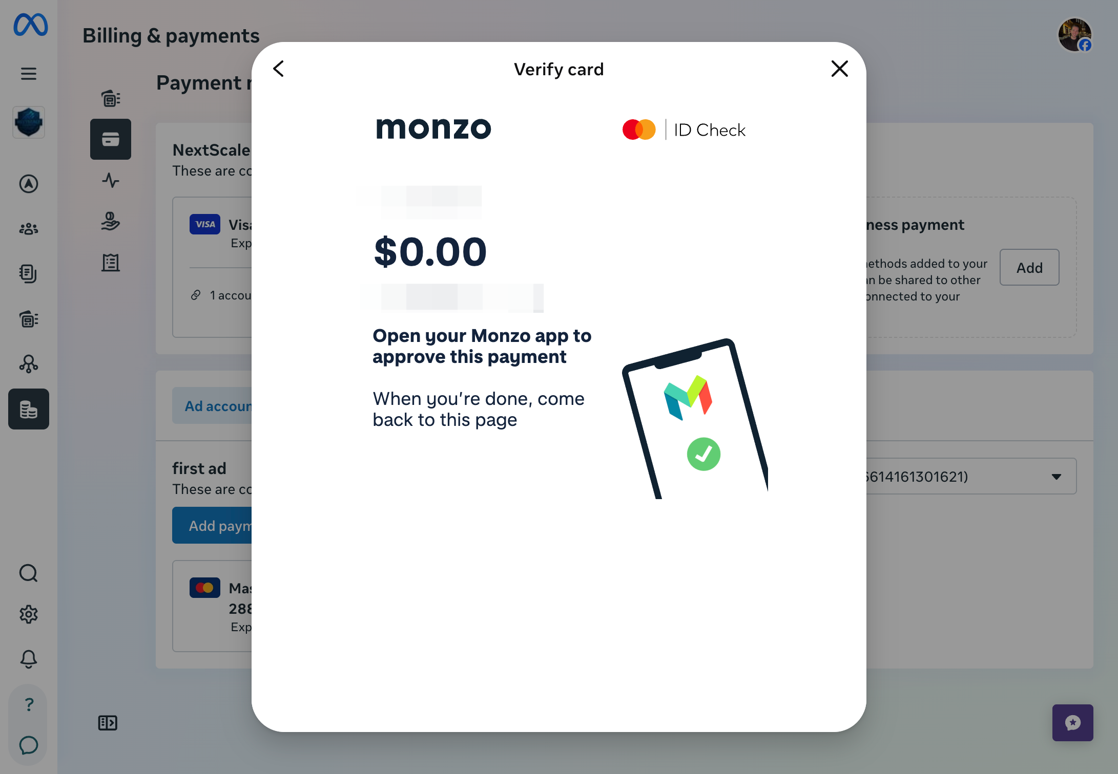 Click on Open your Banking app to approve this payment…