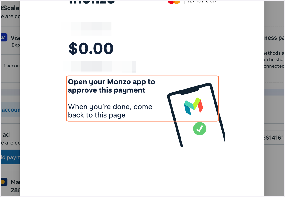Click on Open your Banking app to approve this payment…