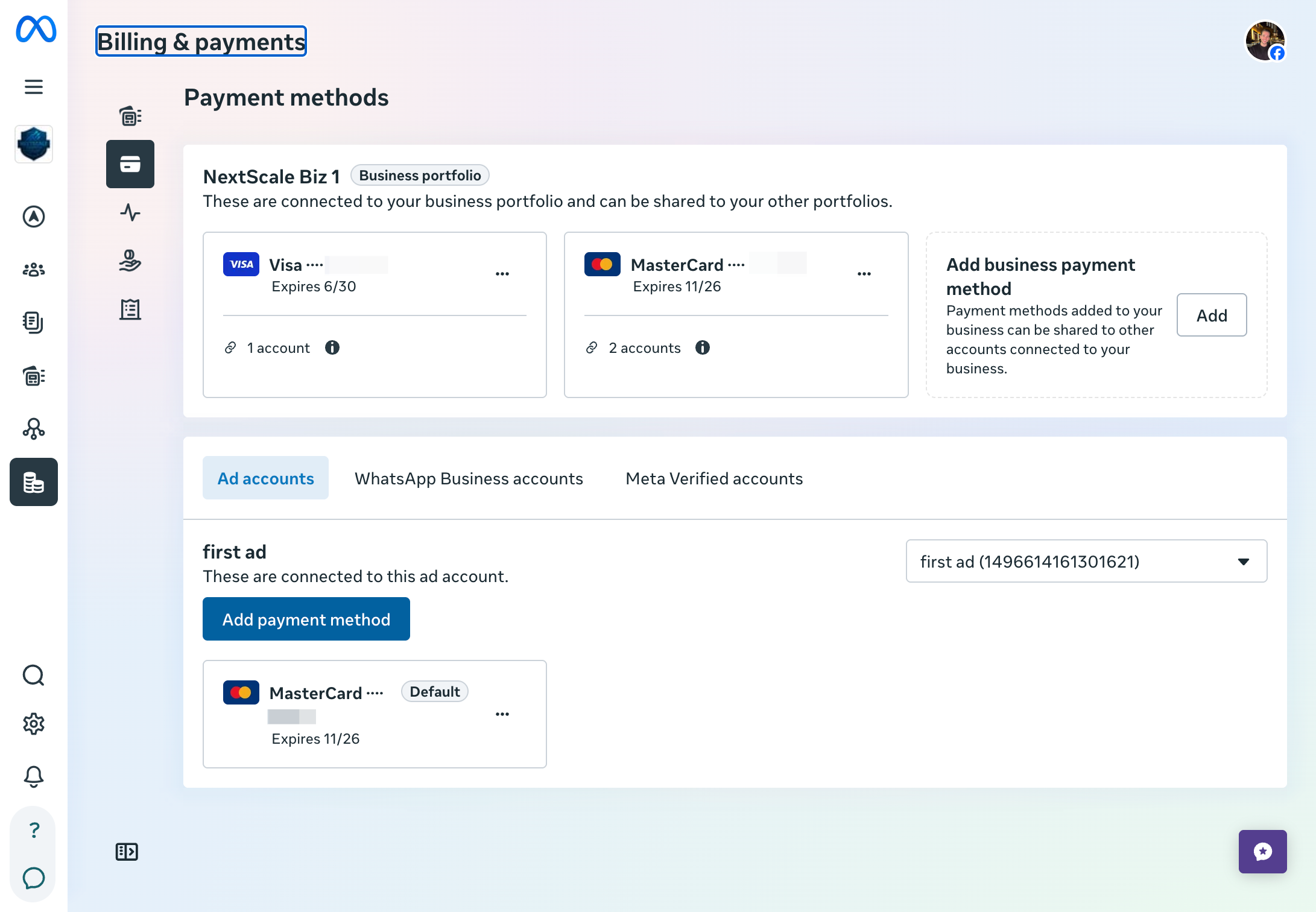 Click on Add payment method