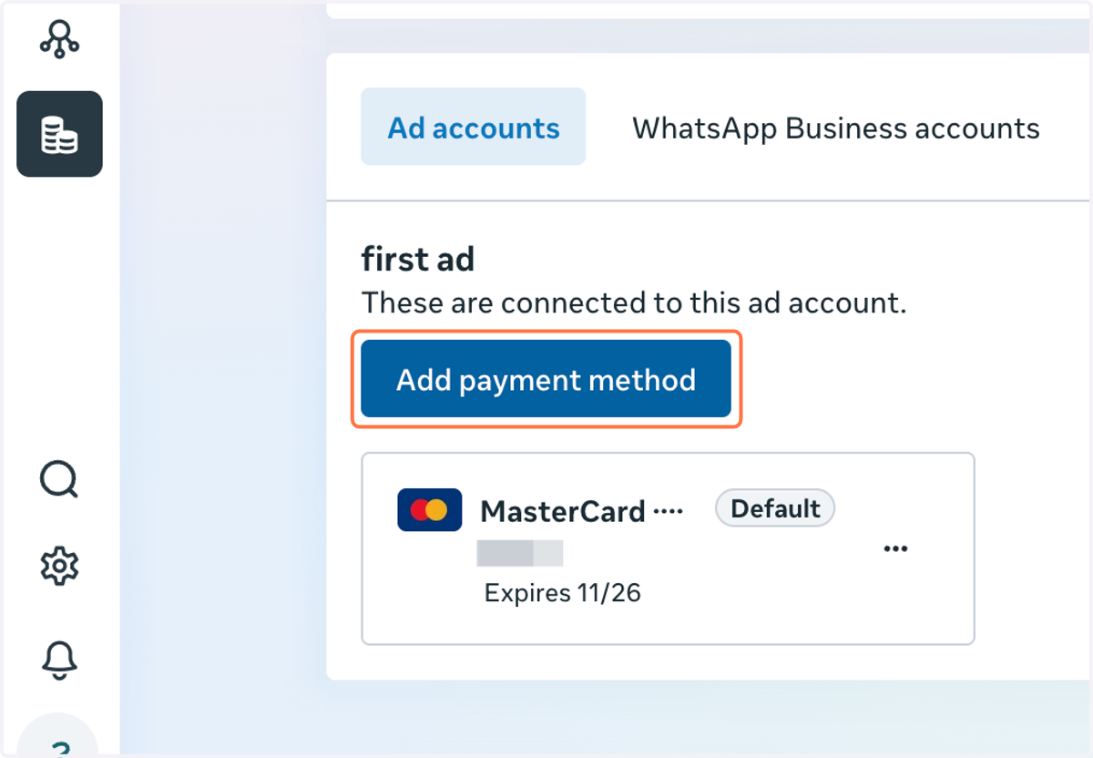 Click on Add payment method