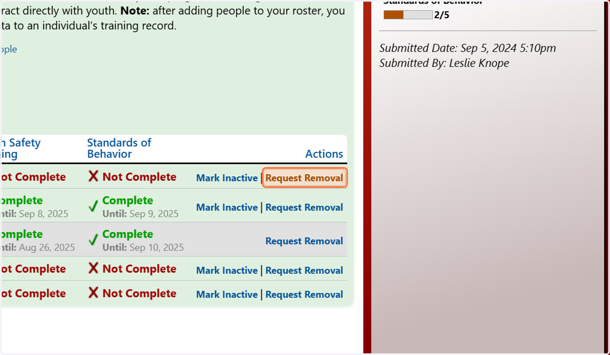 Click on Request Removal