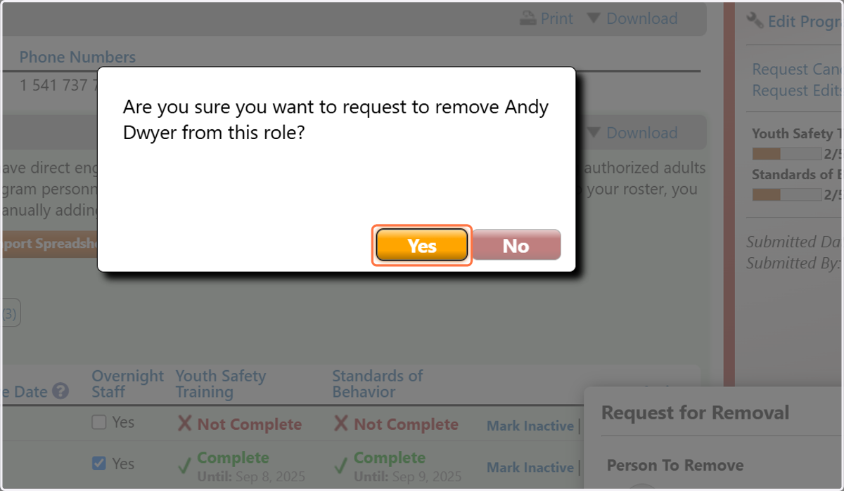 Click on Yes