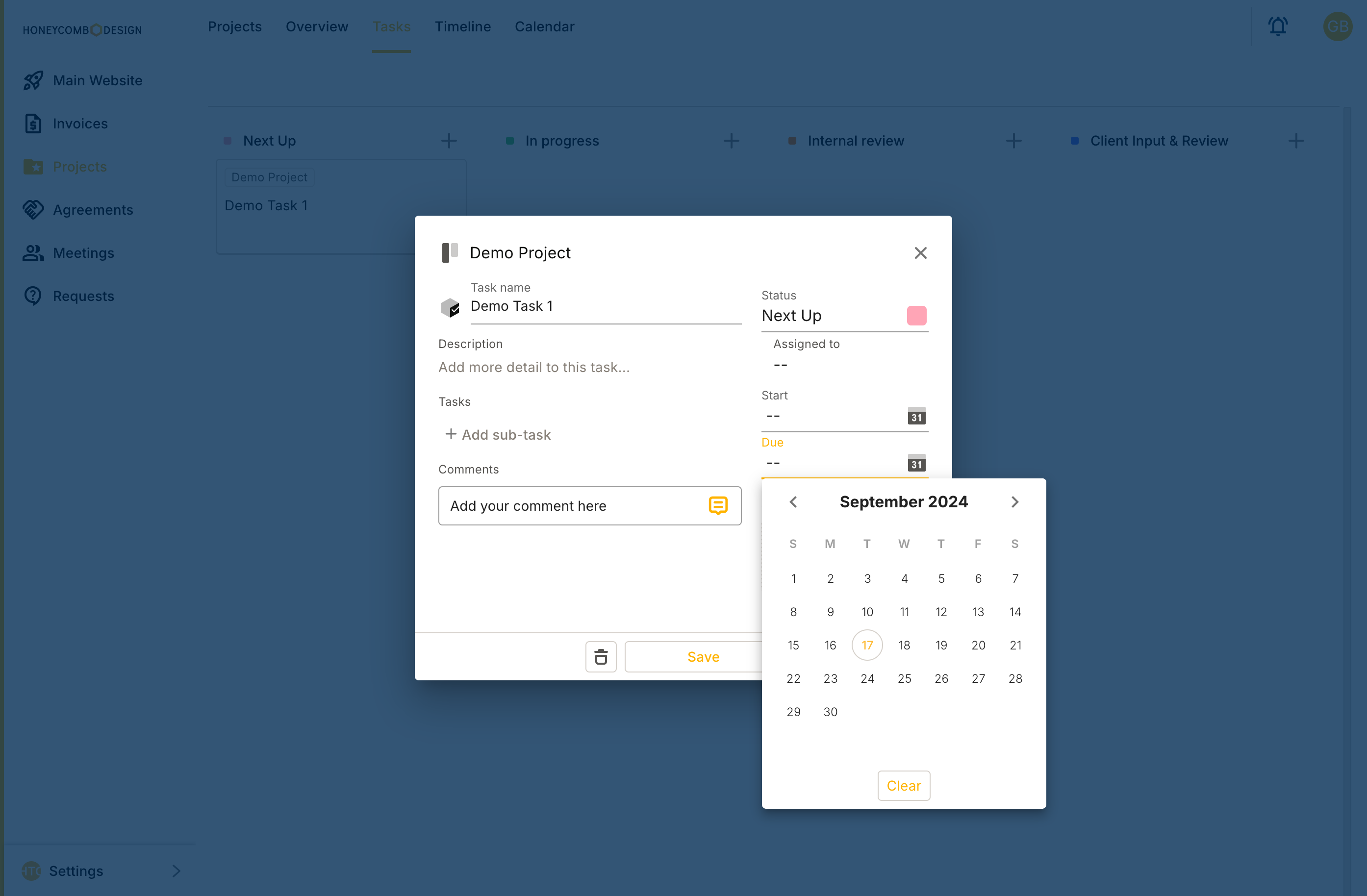 Select date in the calendar