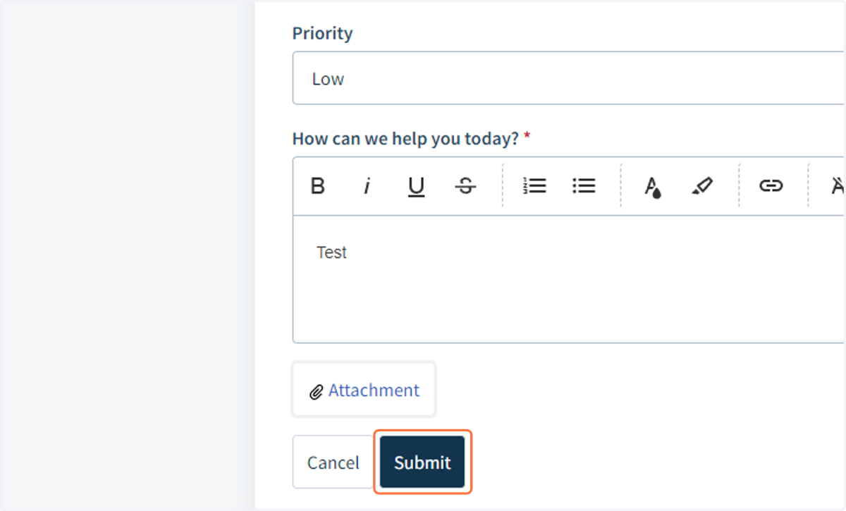 Click on Submit. Your ticket has been logged!