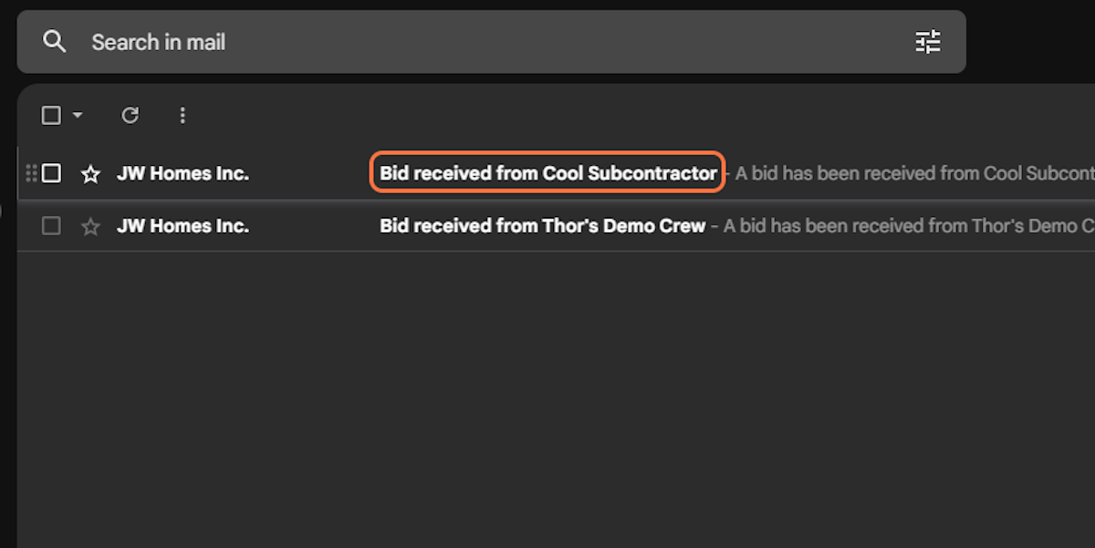 Once a sub bids on the job, you'll receive an email notification