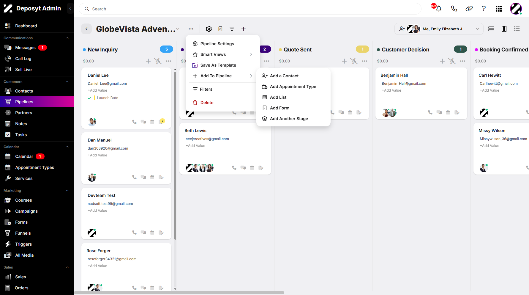 Step 6: A pop-up window will appear where you can click Add to Pipeline to open the sidebar action menu.