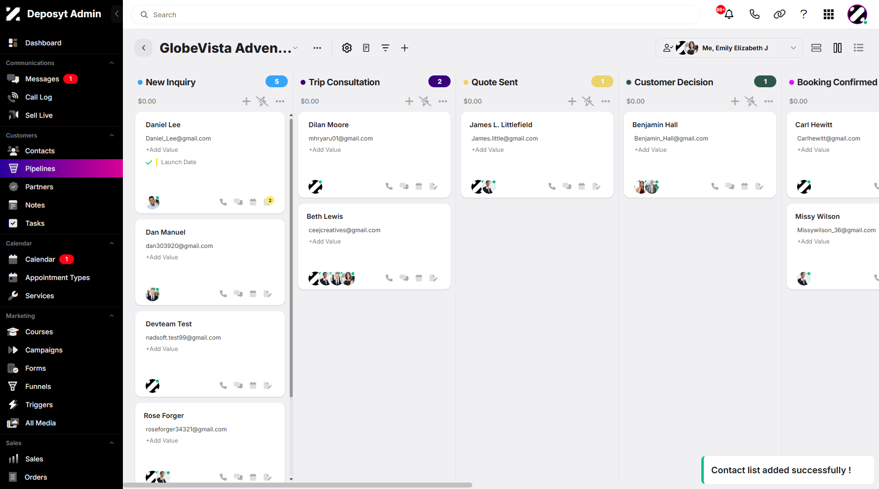 Step 10: A pop-up notification will appear, confirming that your list has been successfully added.