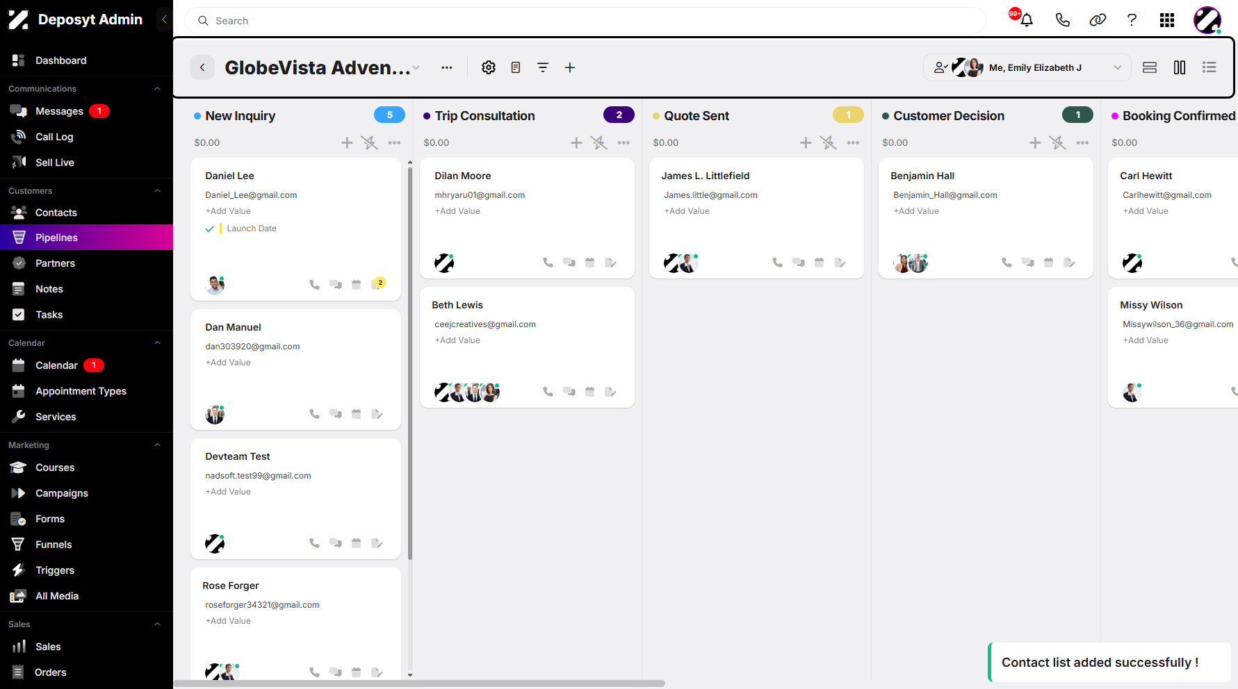 Step 10: A pop-up notification will appear, confirming that your list has been successfully added.