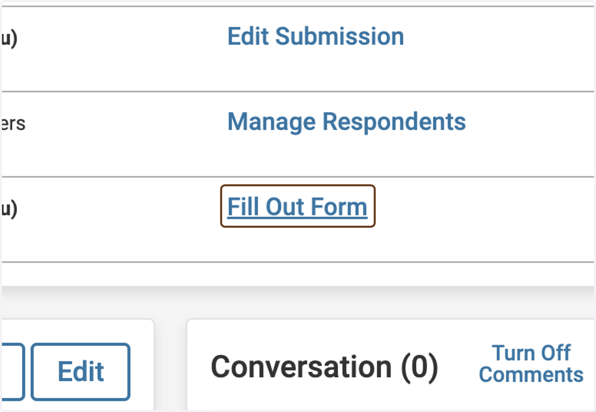 Click on Fill Out Form next to Department Chair - Confirmation of Candidate's Response