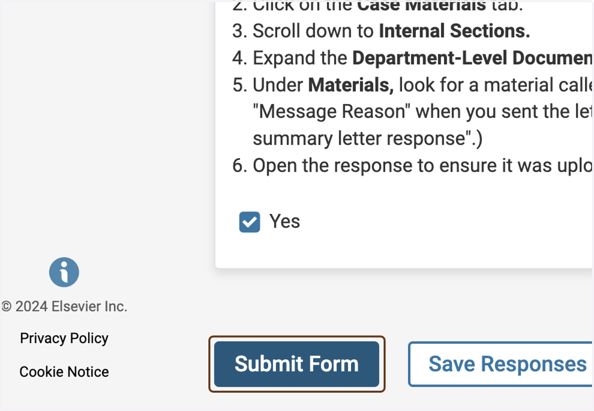 Click on Submit Form