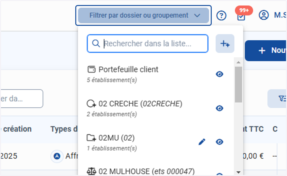 Accéder au filtre général