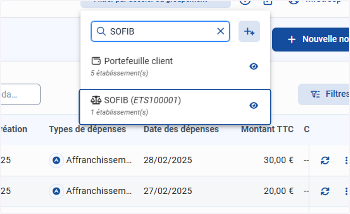 Sélectionner l’élément souhaité