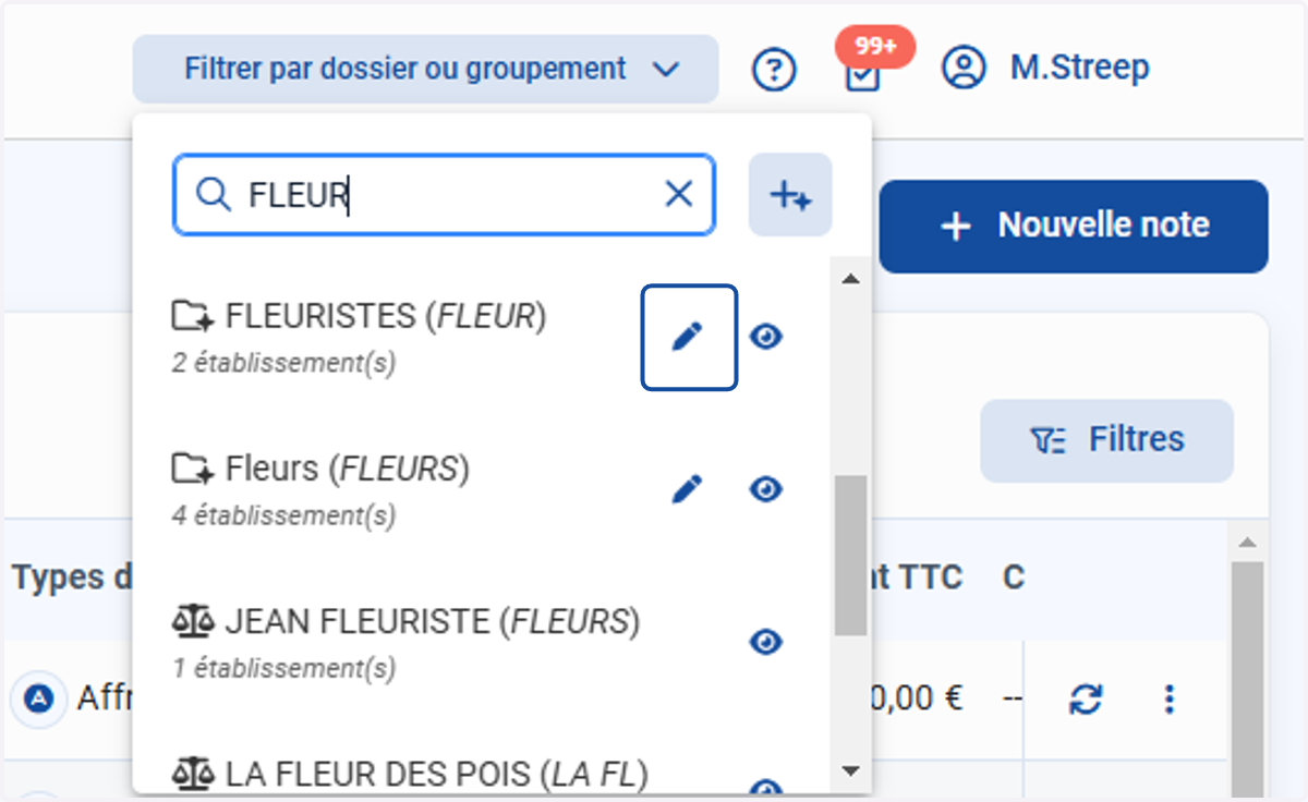 Cliquer sur le crayon pour modifier le dossier personnalisé
