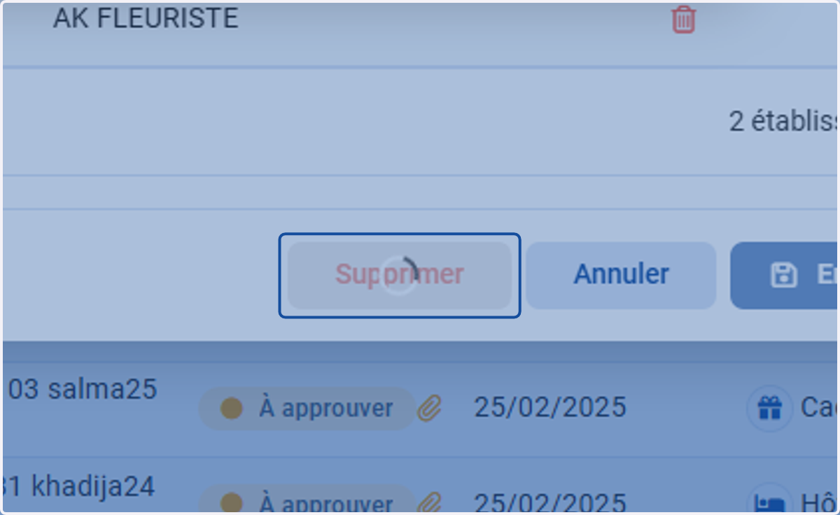 Il est possible de supprimer entièrement le dossier en cliquant sur "Supprimer"