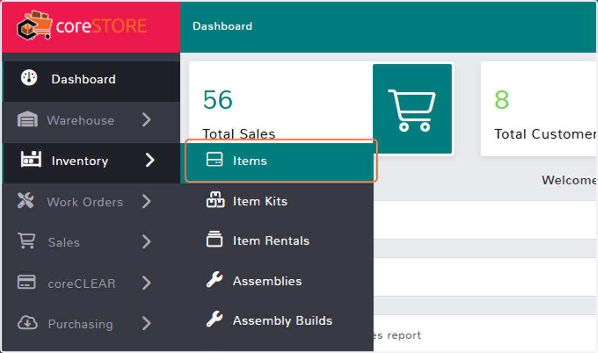 Click on Items