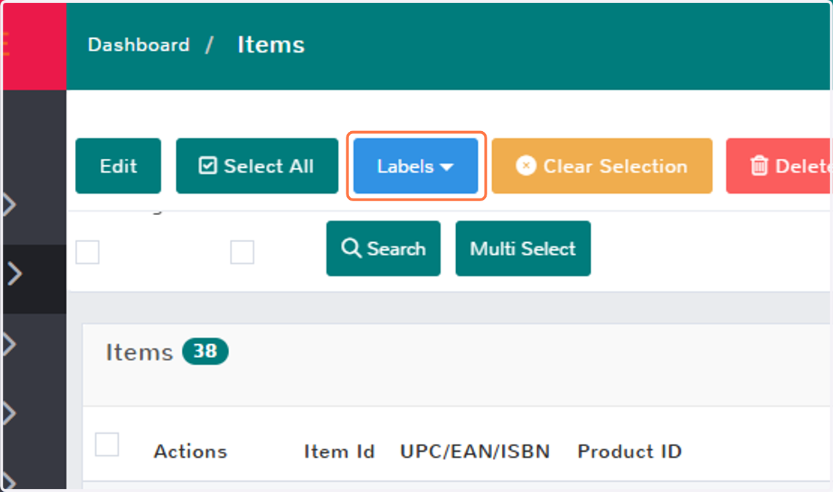 Click on Labels