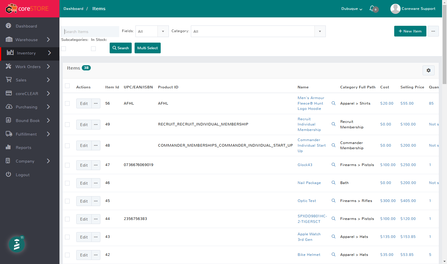 Items Dashboard