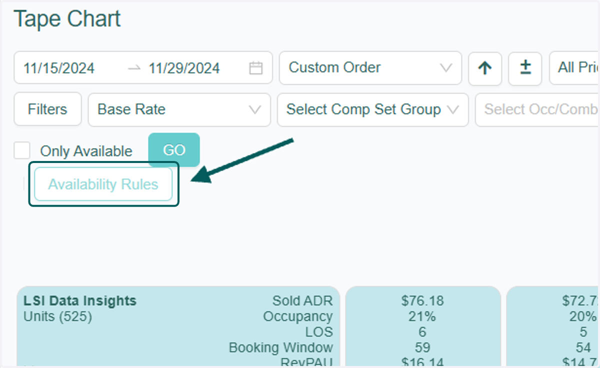 On the Tape Chart, click on Availability Rules