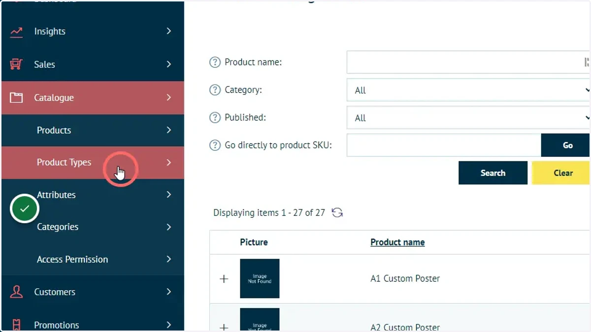 Click Product Types