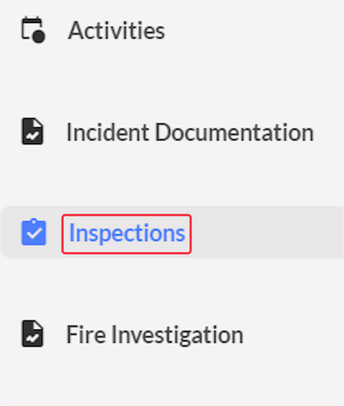 Click on Inspections
