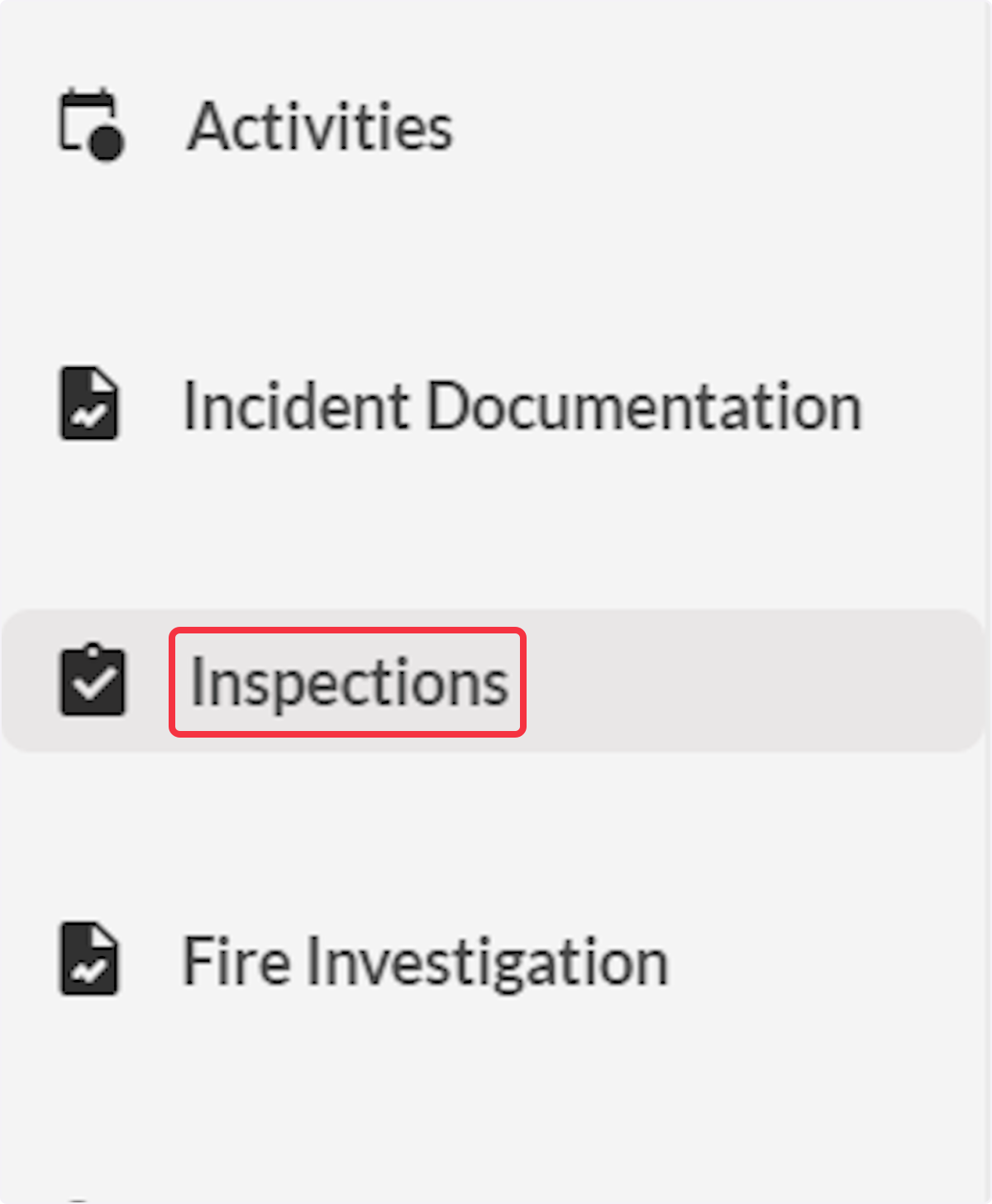 Click on Inspections
