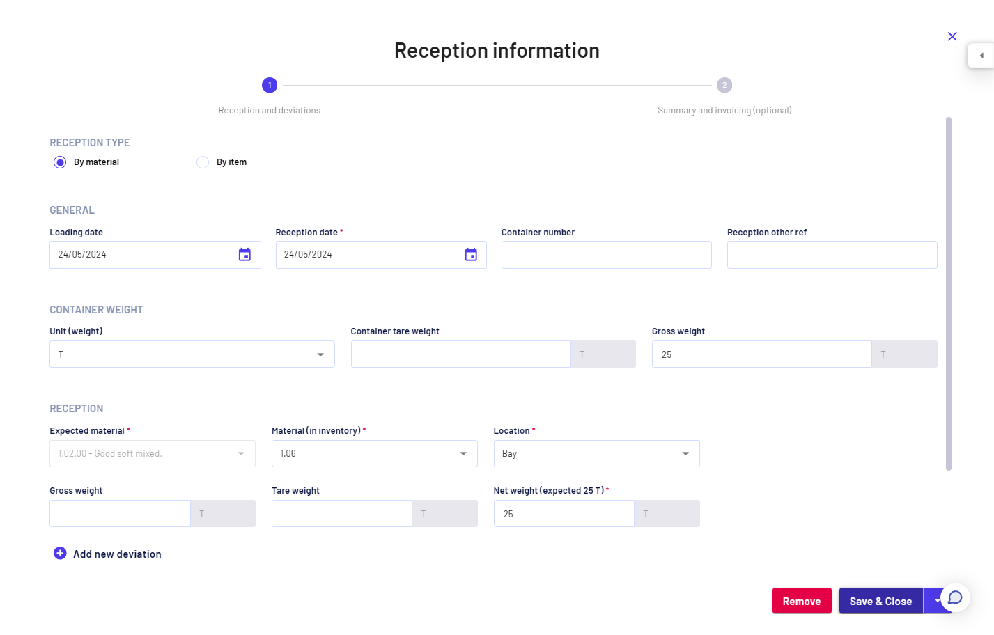 Fill in the reception info and click on 'Save'