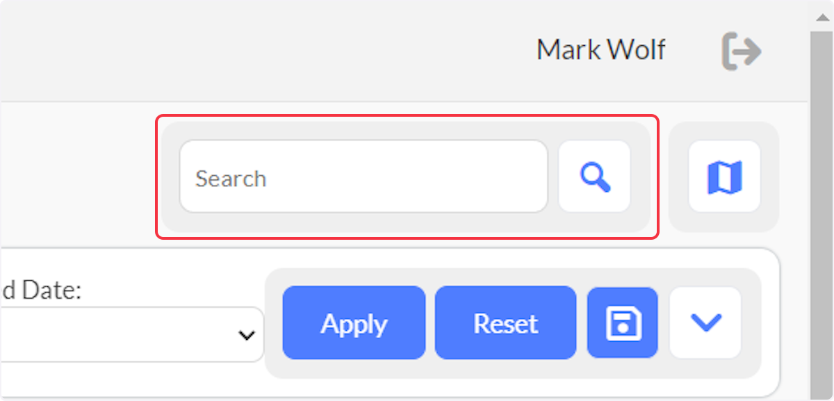 Enter data to filter the Inspection List in global search field and select search.