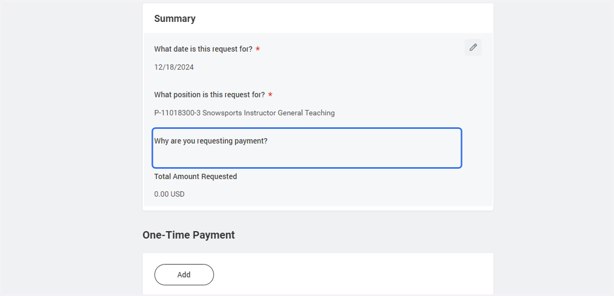 Click on Why are you requesting payment?