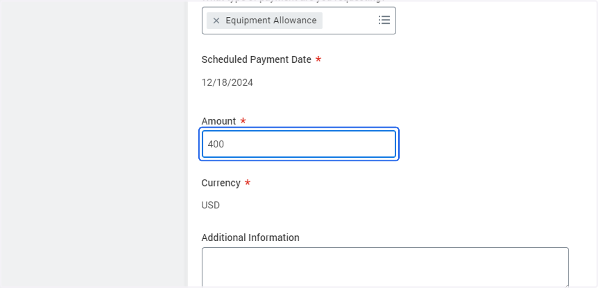 Type $ amount to be reimbursed