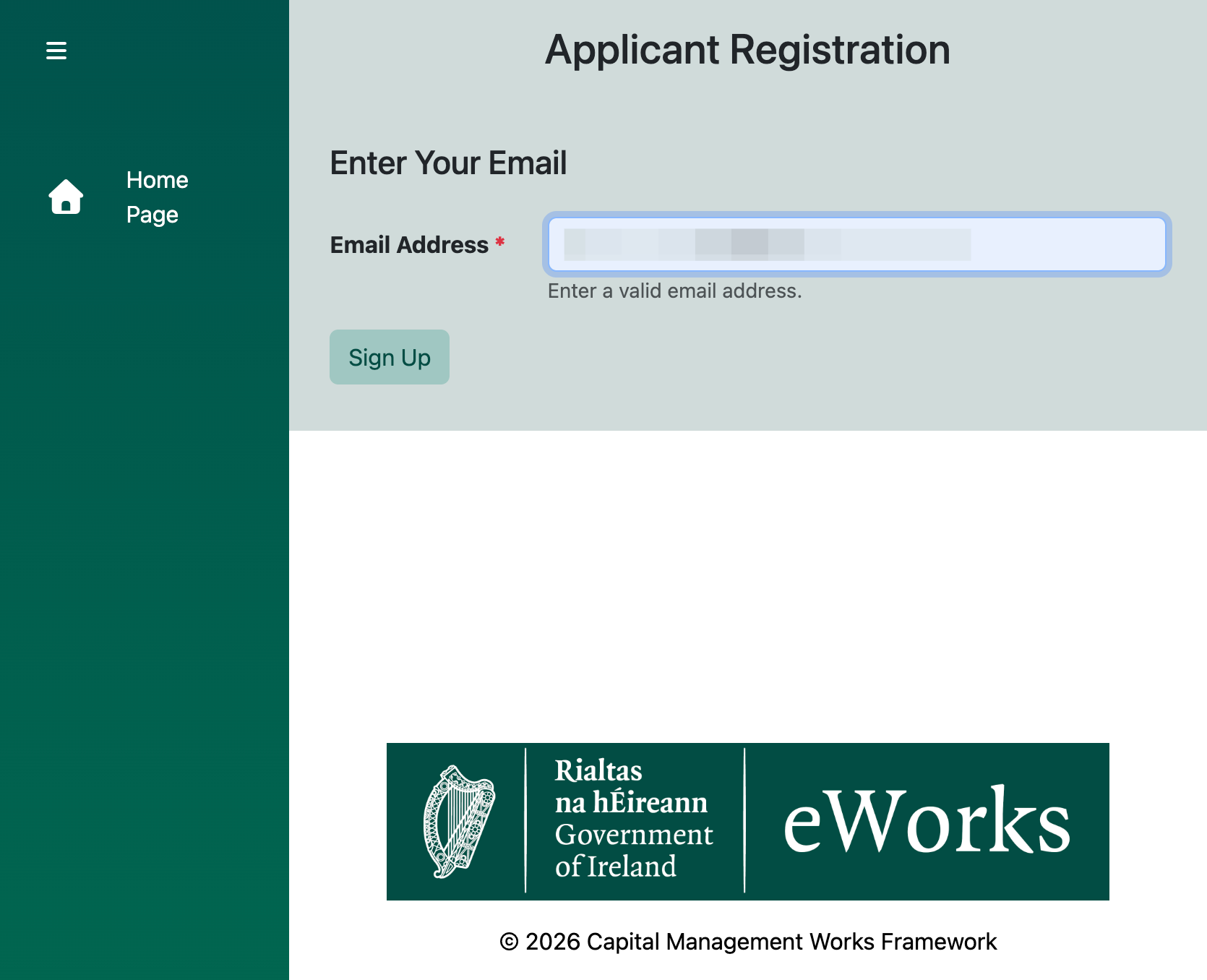 Provide your email address and click on Sign Up