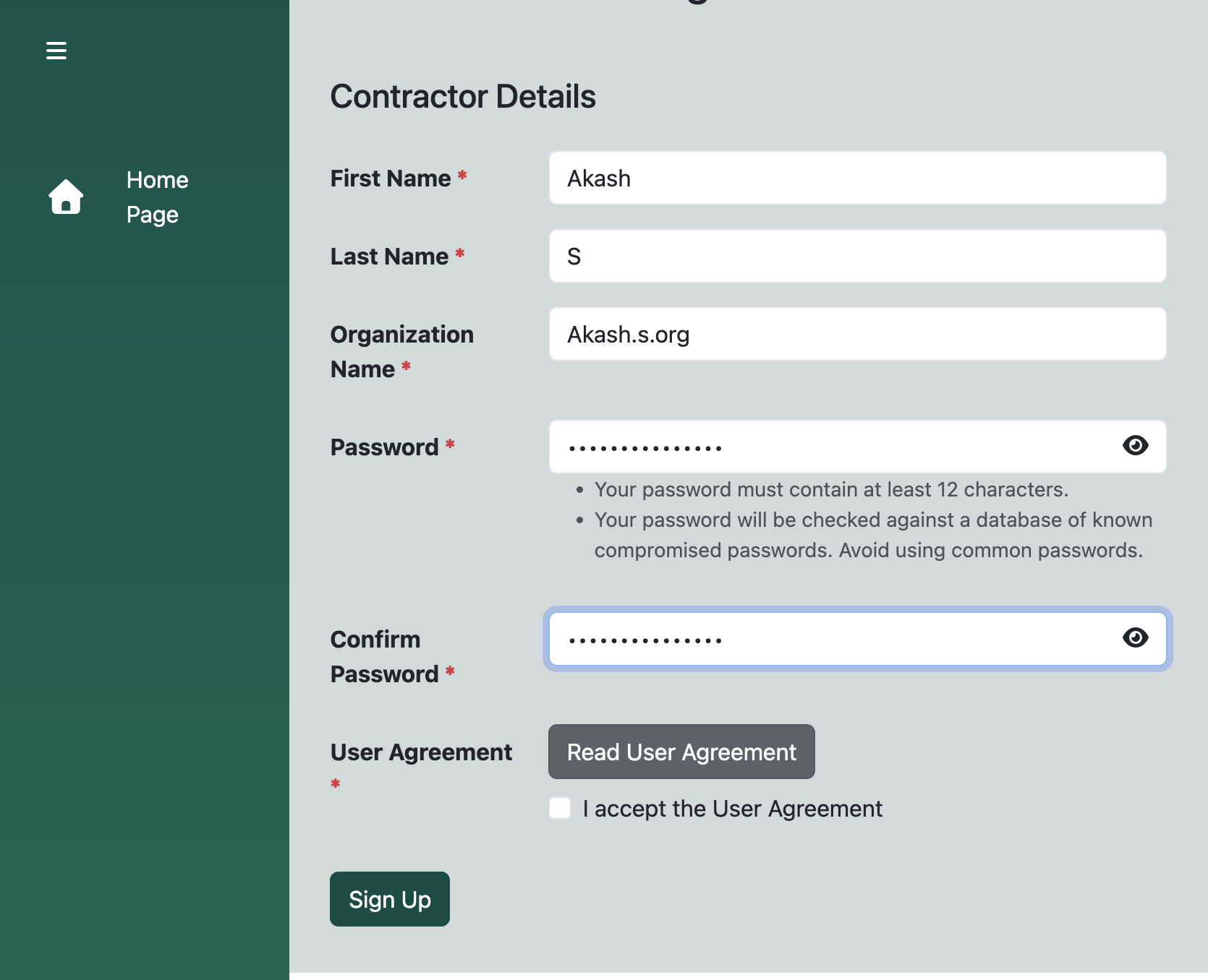 Read User Agreement
