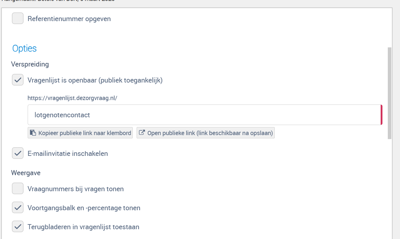 Scroll naar beneden naar Opties