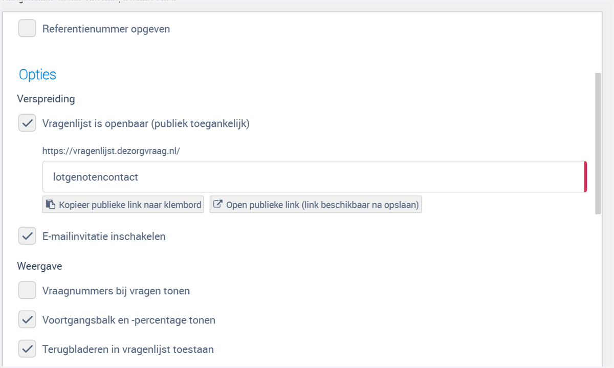 Scroll naar beneden naar Opties