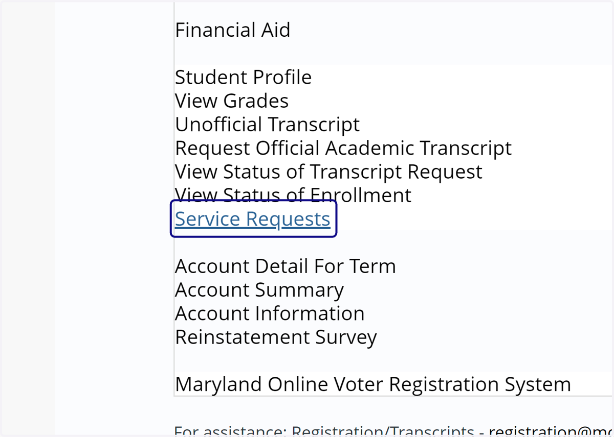 Click on Service Requests