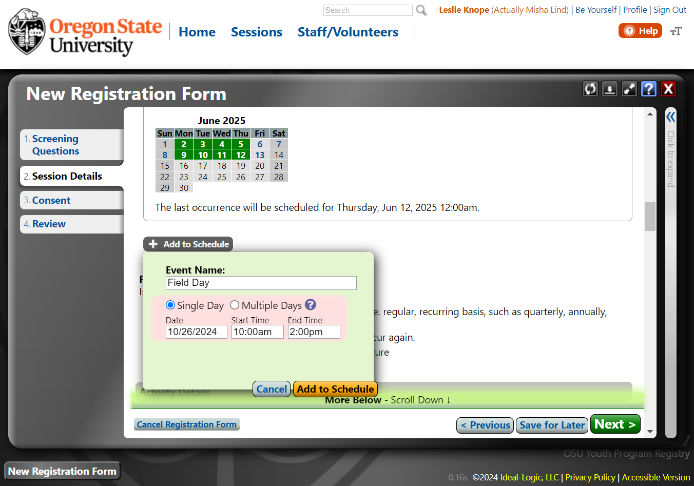 Click on Add to Schedule